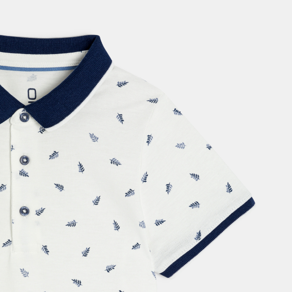 تيشيرت بولو بأكمام قصيرة من الجيرسي المنسوج من البيكيه، مزين برسوم للأولاد